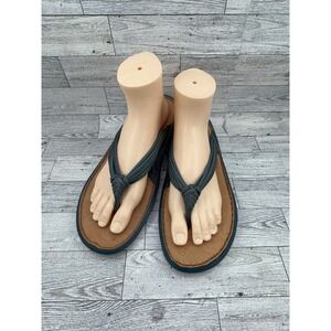 Born Mai Teal Blue Leather Knotted Thong Sandals Women Sz 11 Flat Flip Flops